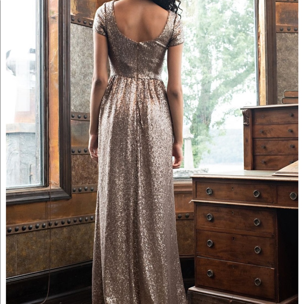 Theia Simone Latte Sequin Dress